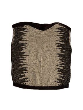 Medium Brown and Tan Knit Sweater Vest